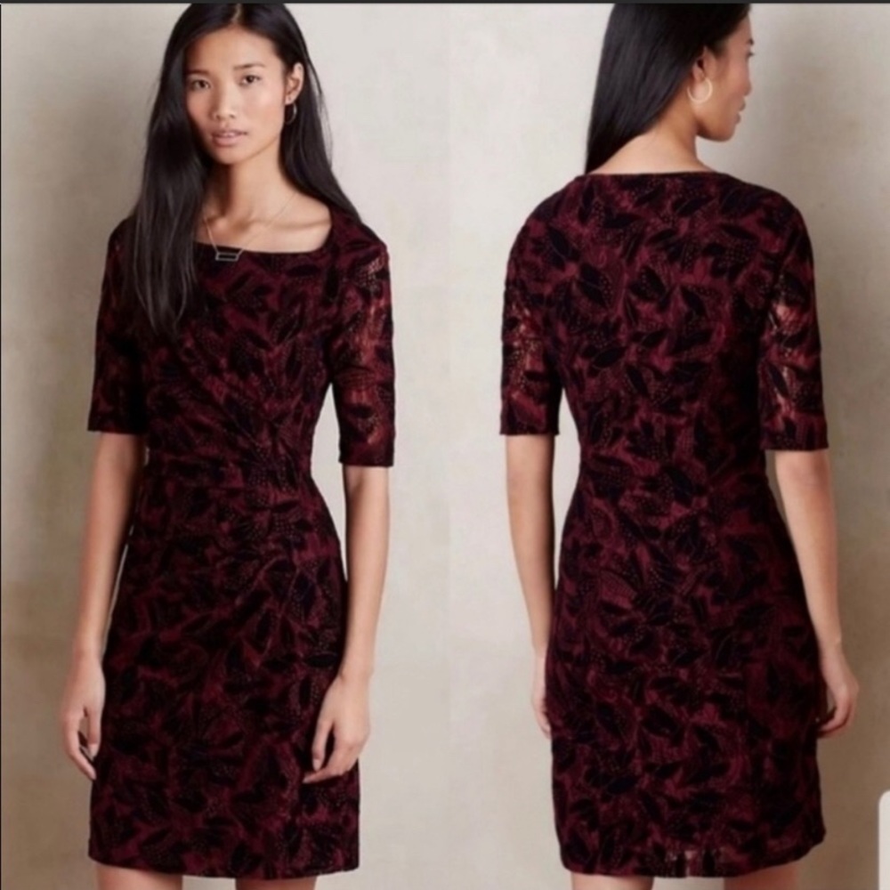 Burgundy and black Anthropologie dress